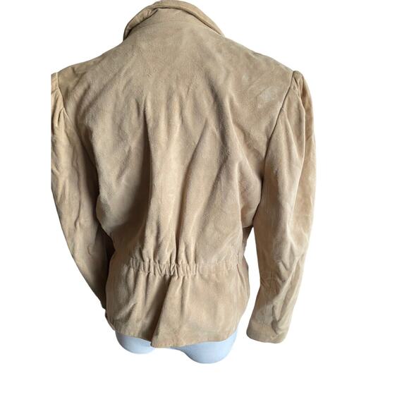 Vintage Suede leather Blazer Jacket Tan Women M L 80s Southwest Western boho - Picture 8 of 14